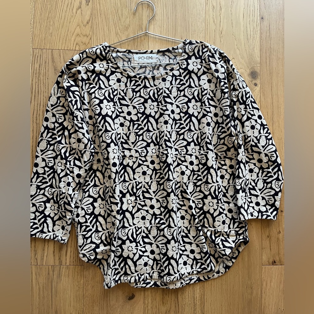 POEM blouse size S, block print cotton